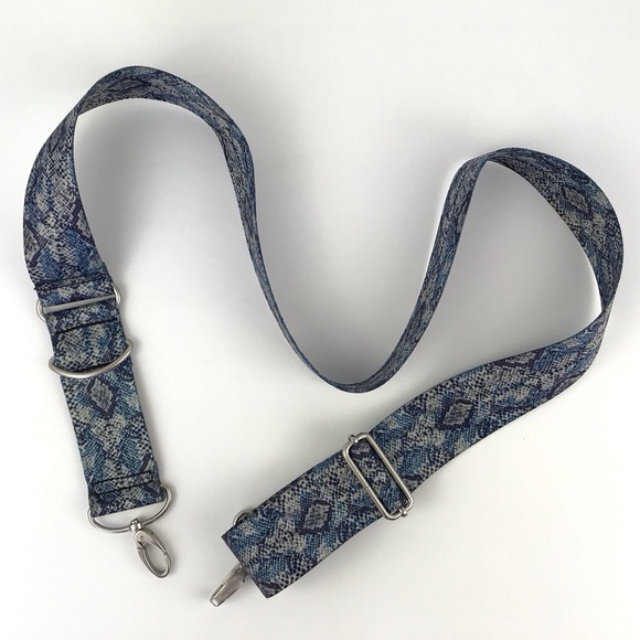 BAGGALINI Replacement Wide Crossbody Bag Strap Blue/Gray Python Animal Print - Picture 2 of 5